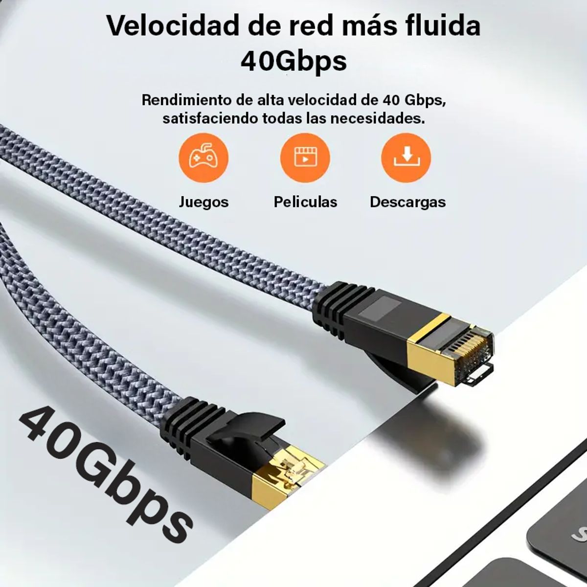 PIXEL CODE - Cable de Red Ethernet Cat 8 3M RJ45 40Gbps 2000Mhz Plano