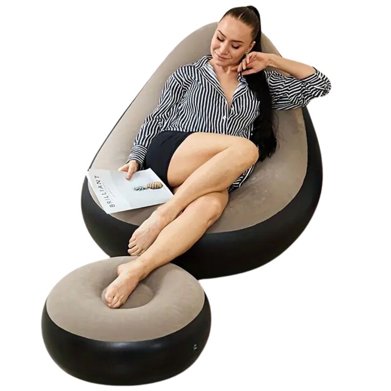 GENERICO - Sillón Inflable Sofá Portátil 2 En 1 Plegable Reposa Pies