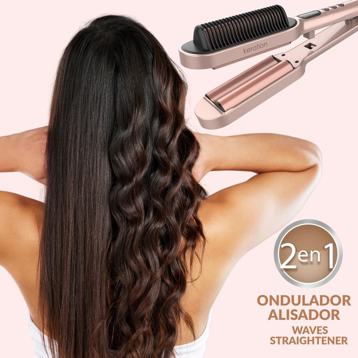 GAMA - Cepillo Gama Alisador y Ondulador de Cabello Control de Temperatura.-