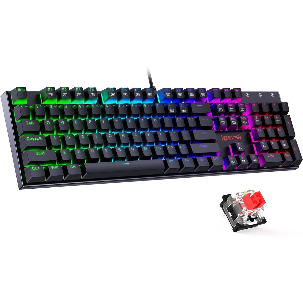 REDRAGON - Teclado Gamer Redragon K565 Rudra RGB Switch Rojos Marco Aluminio