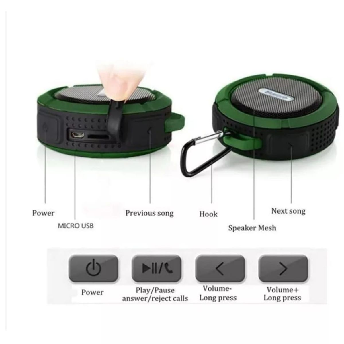 MUSIC - Parlante Bluetooth radio impermeable antishock soporte bici rojo