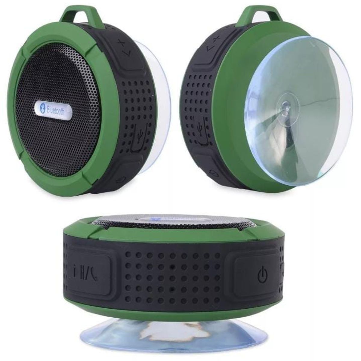 MUSIC - Parlante Bluetooth radio impermeable antishock soporte bici verde