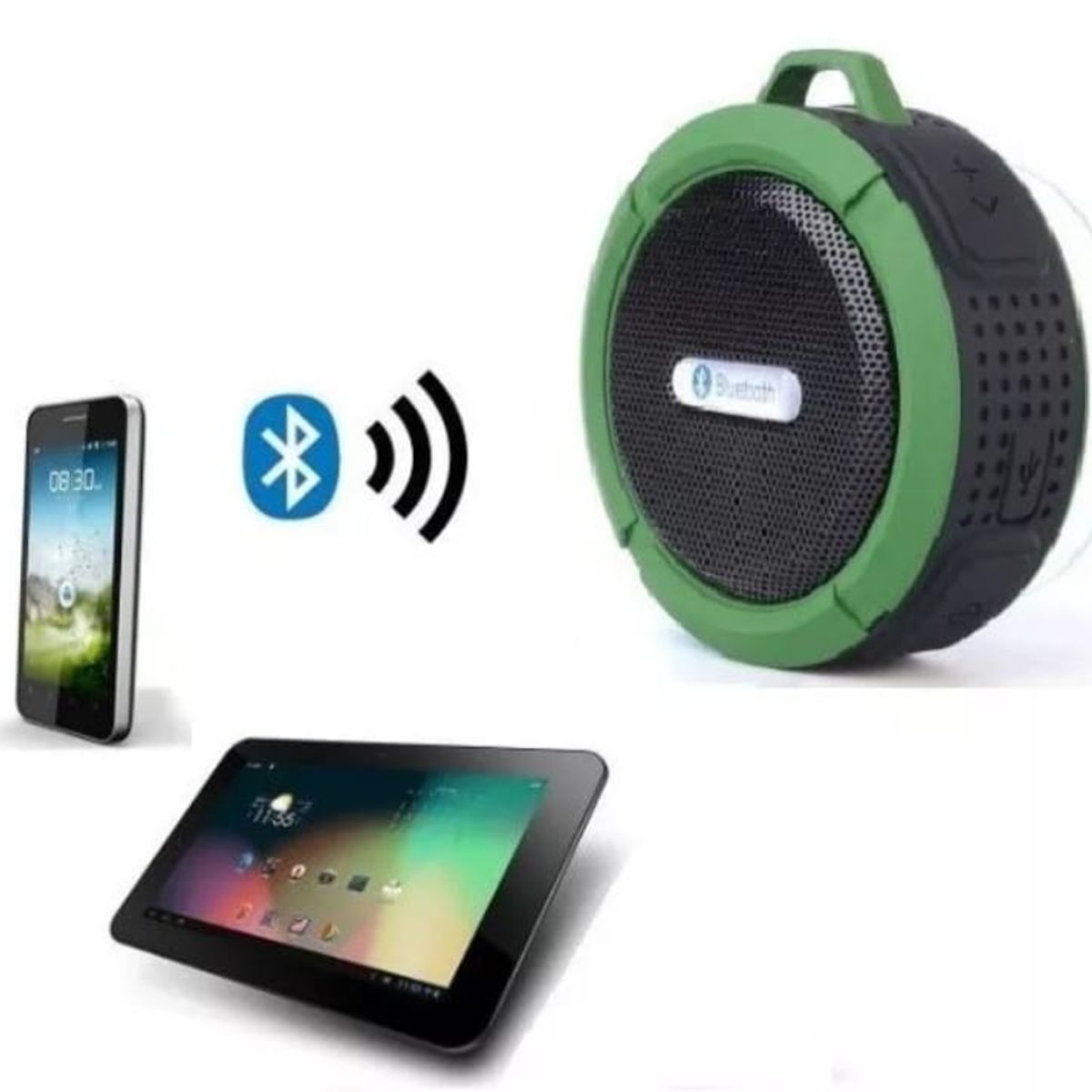 MUSIC - Parlante Bluetooth radio impermeable antishock soporte bici verde