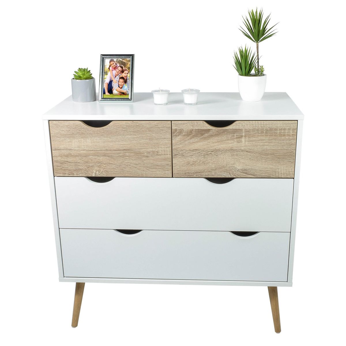TOPLIVING - Organizador con 4 Cajones Blanco-.