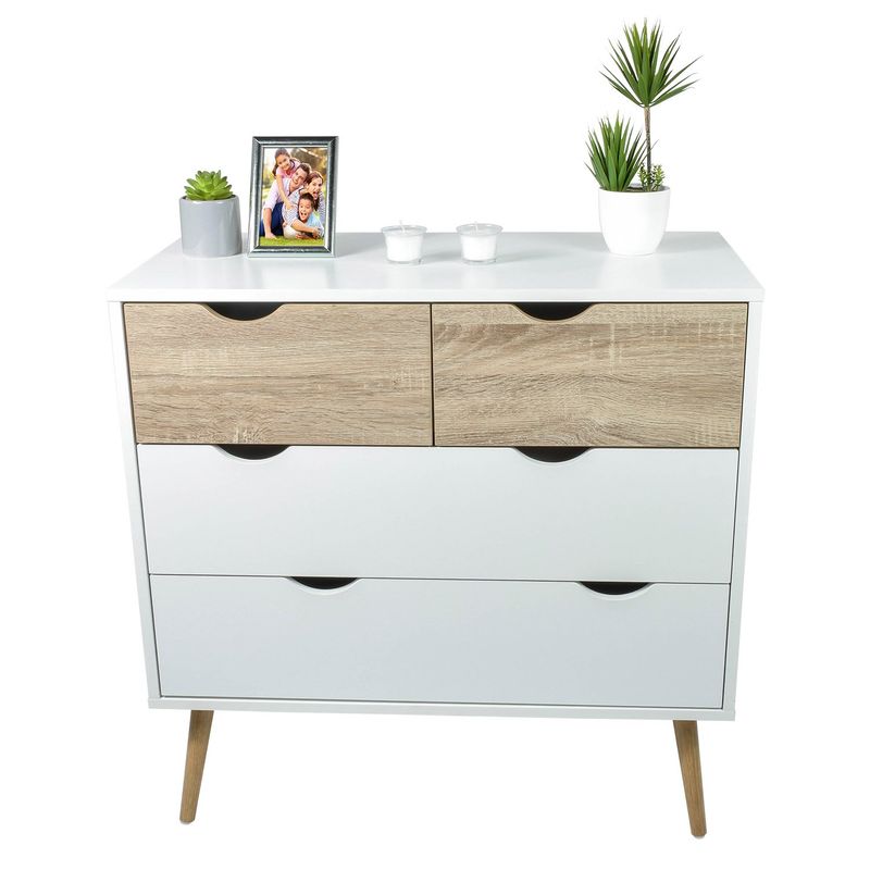 TOPLIVING - Cómoda Estilo Nórdico Organizador con 4 Cajones Blanco-.