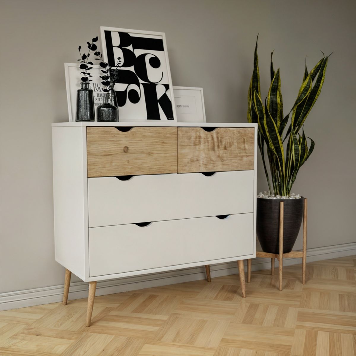 TOPLIVING - Organizador con 4 Cajones Blanco-.