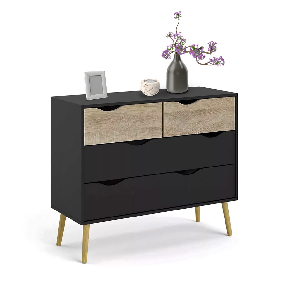 TOPLIVING - Organizador con 4 Cajones Negro-