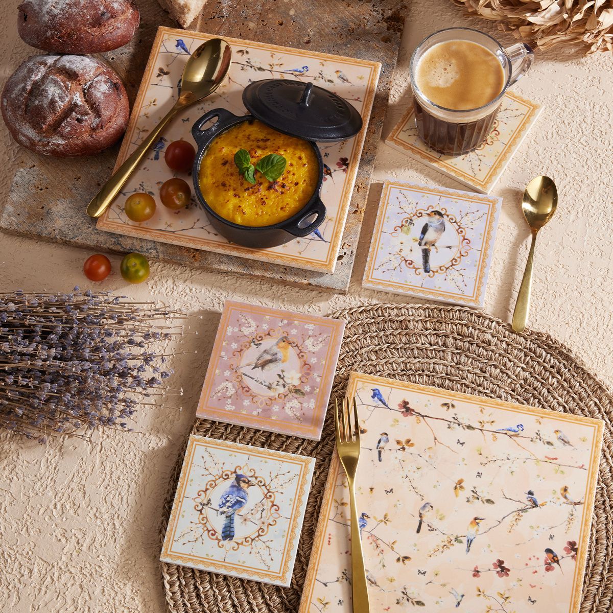 CORONA - Set 4 Portavasos Susurro 10.5cm x 10.5cm