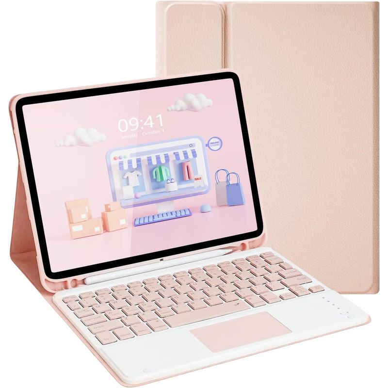 GENERICO - Estuche teclado + trackpad para ipad pro 11 2024 m4 bluetooth rosa