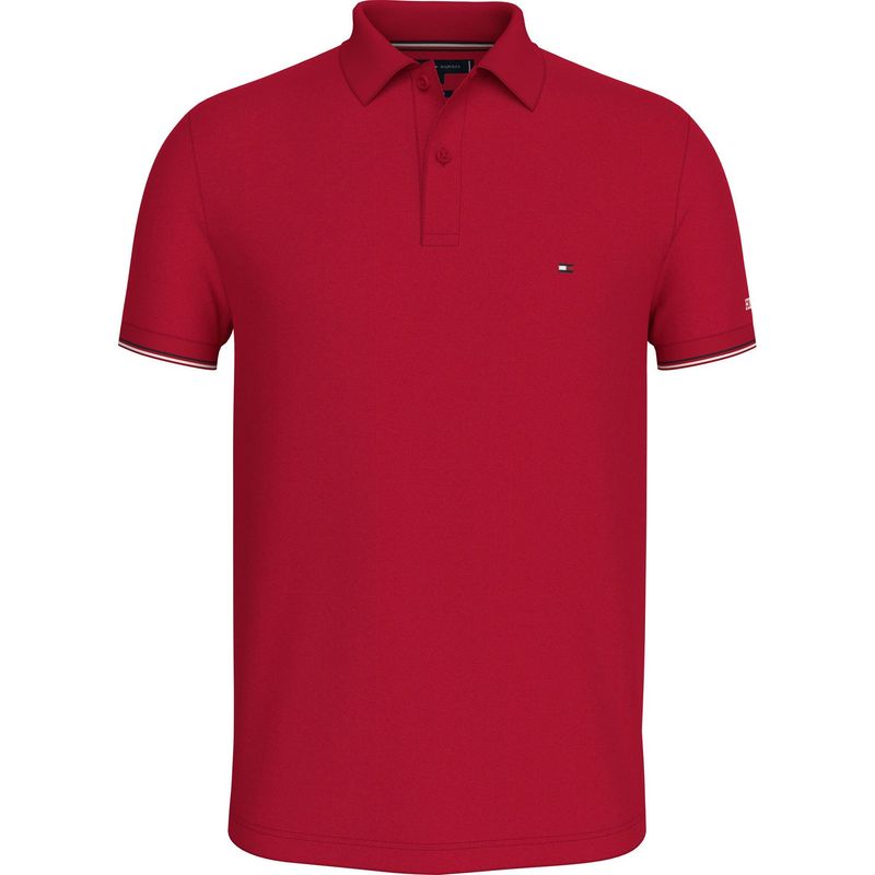 TOMMY HILFIGER - Polo rojo de corte slim con Tapeta a contraste Tommy Hilfiger