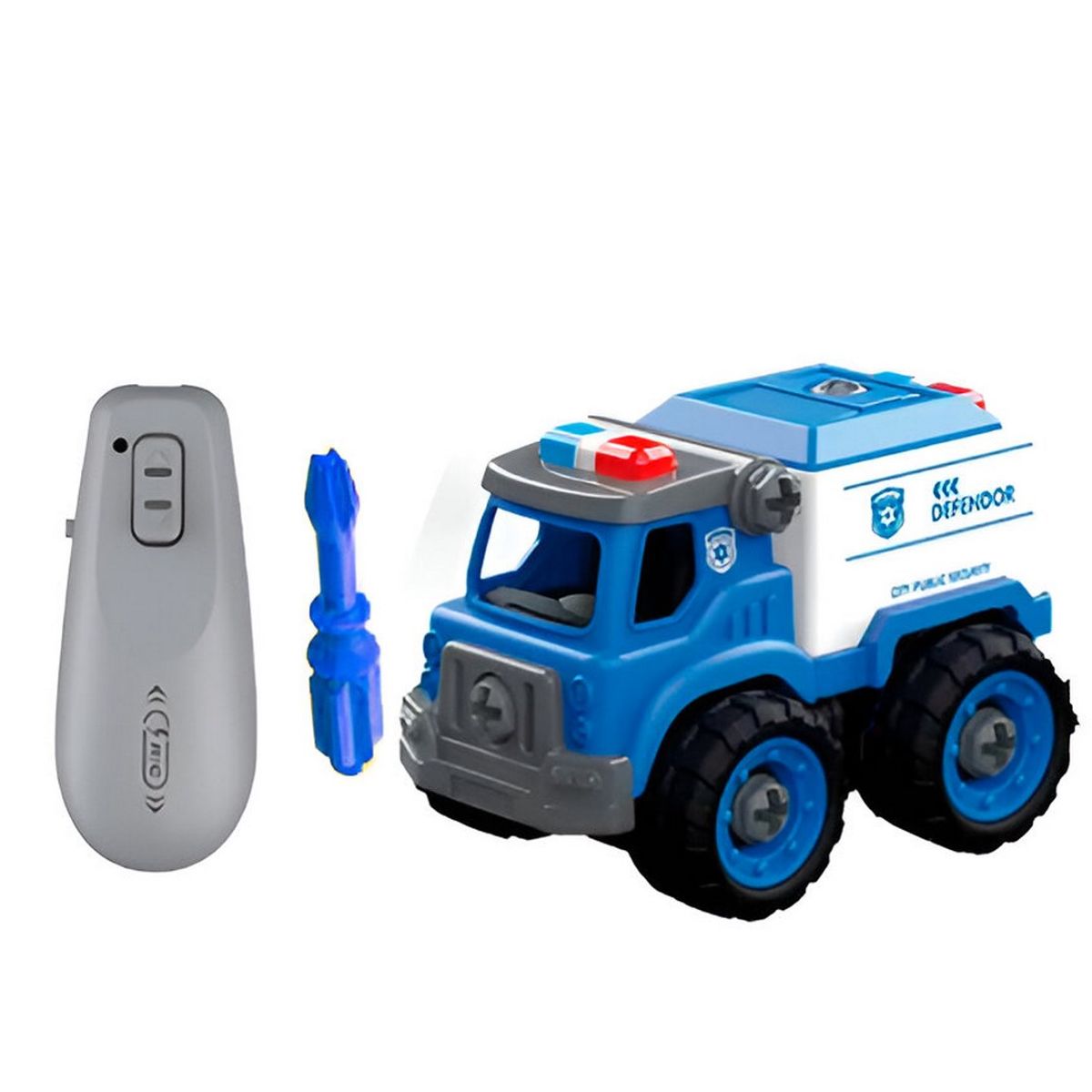 GENERICO - Carro Camion Policia Bombero Armable Control Remoto+ Bateria