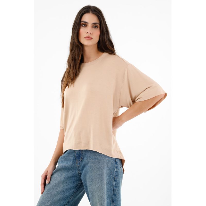 TOPMARK - Camiseta café con ruedo largo para mujer