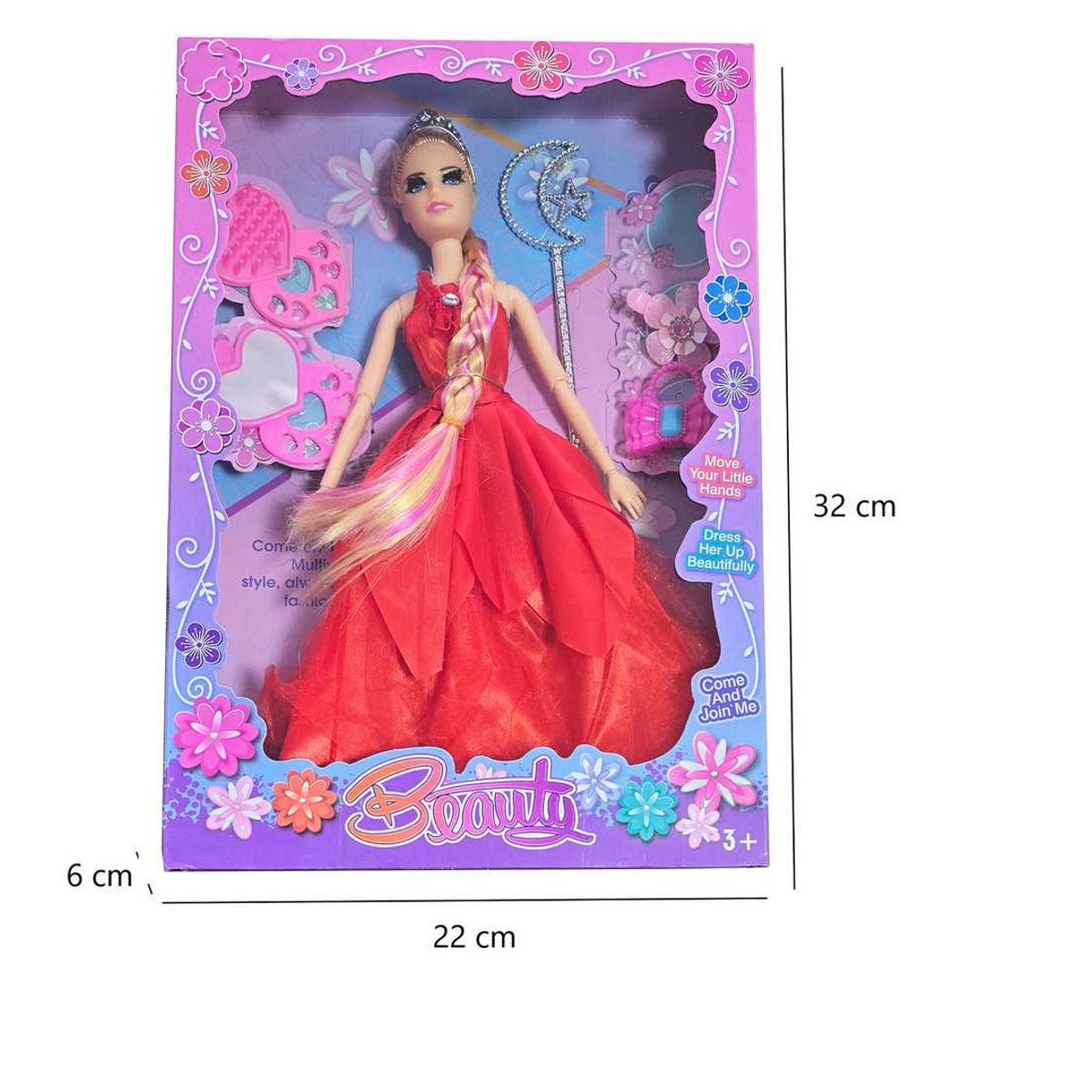 GENERICO - Muñeca Princesa Reina Vestido Cejas Accesorios Juguete Niñas