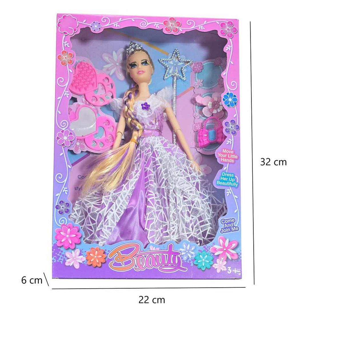 GENERICO - Muñeca Princesa Reina Vestido Cejas Accesorios Juguete Niñas