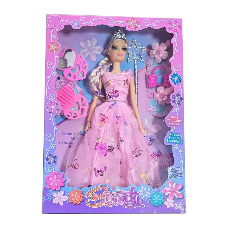 GENERICO - Muñeca Princesa Reina Vestido Cejas Accesorios Juguete Niñas