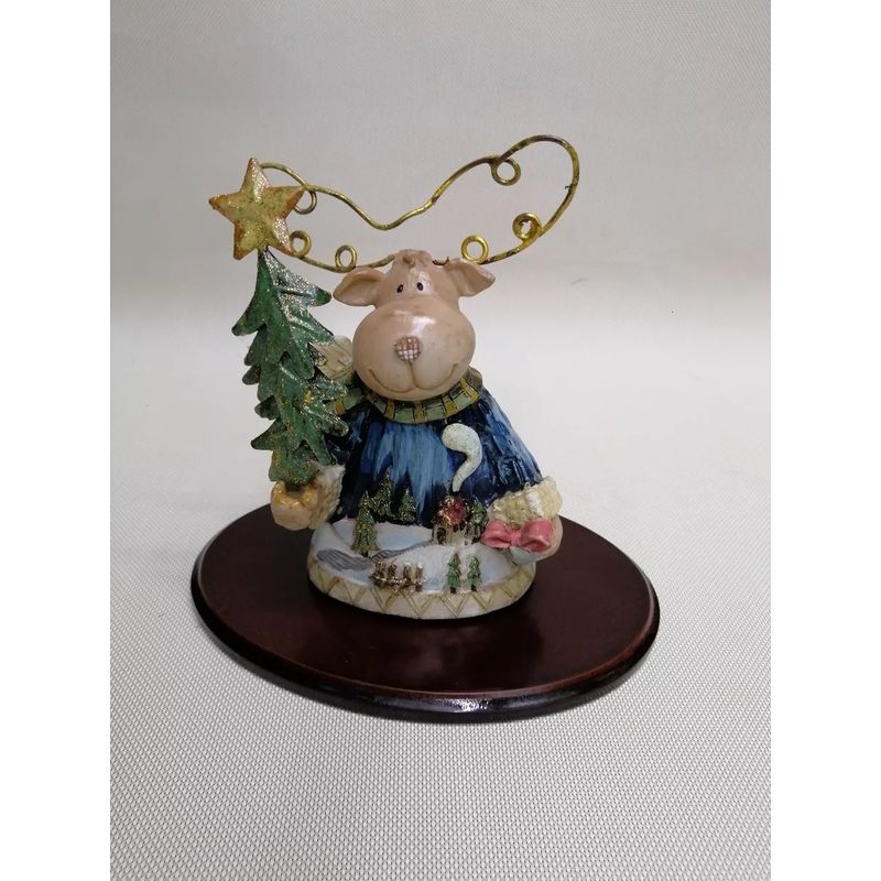 GENERICO - Escultura Mesa Italy Reno Navidad Marmolina Madera Hojalata