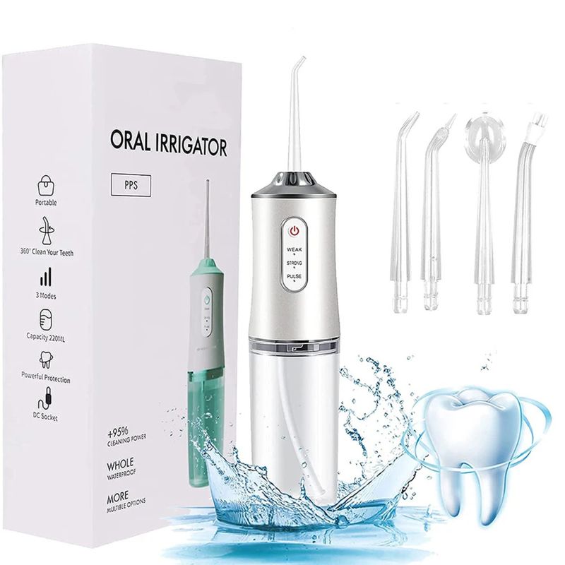 AMERICAN GENERICS - Irrigador Bucal Pro Adiós al Sarro Profesional BLANCO - VERDE