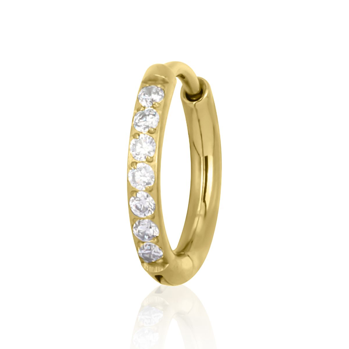 AGHA JEWELRY - Titanio Candonga Platizado Dorado con cristales de lado  Para Lóbulo