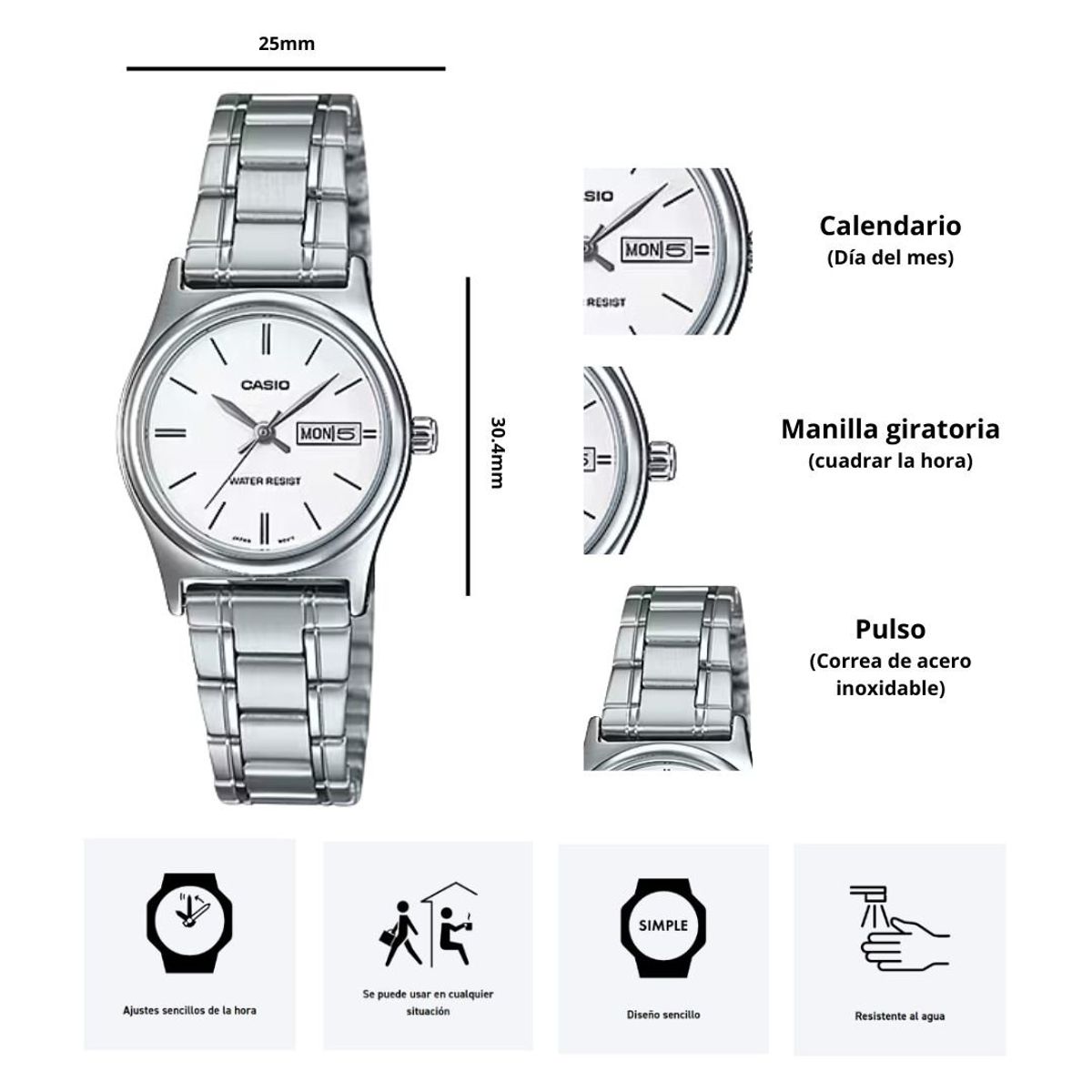 CASIO - Reloj Casio Modelo LTP-V006D-7B2 Diseño Elegante