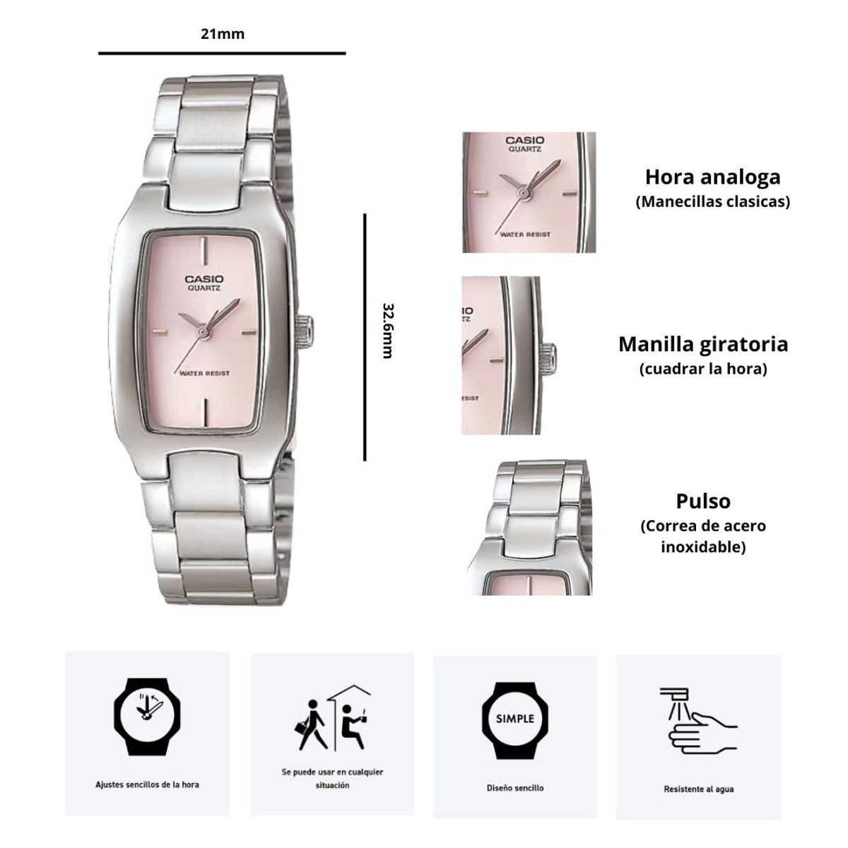 CASIO - Reloj Casio LTP-1165A-4C Diseño Elegante