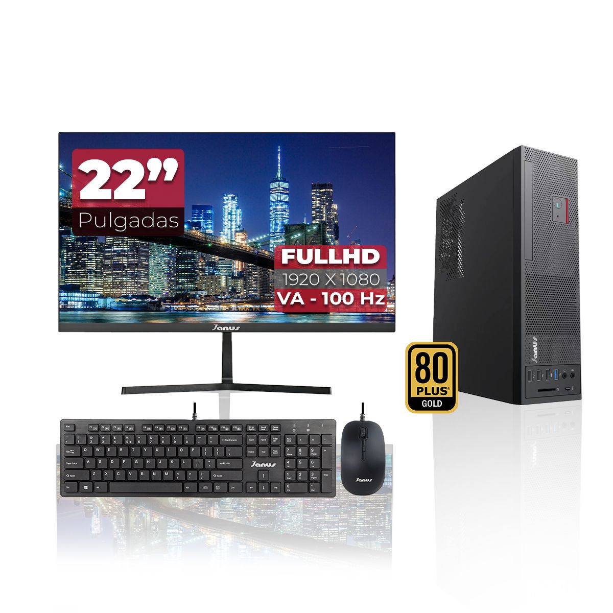 JANUS - Computador Intel Core i5-12400 RAM 16GB SSD 512GB Monitor 22 Pulgadas 100Hz