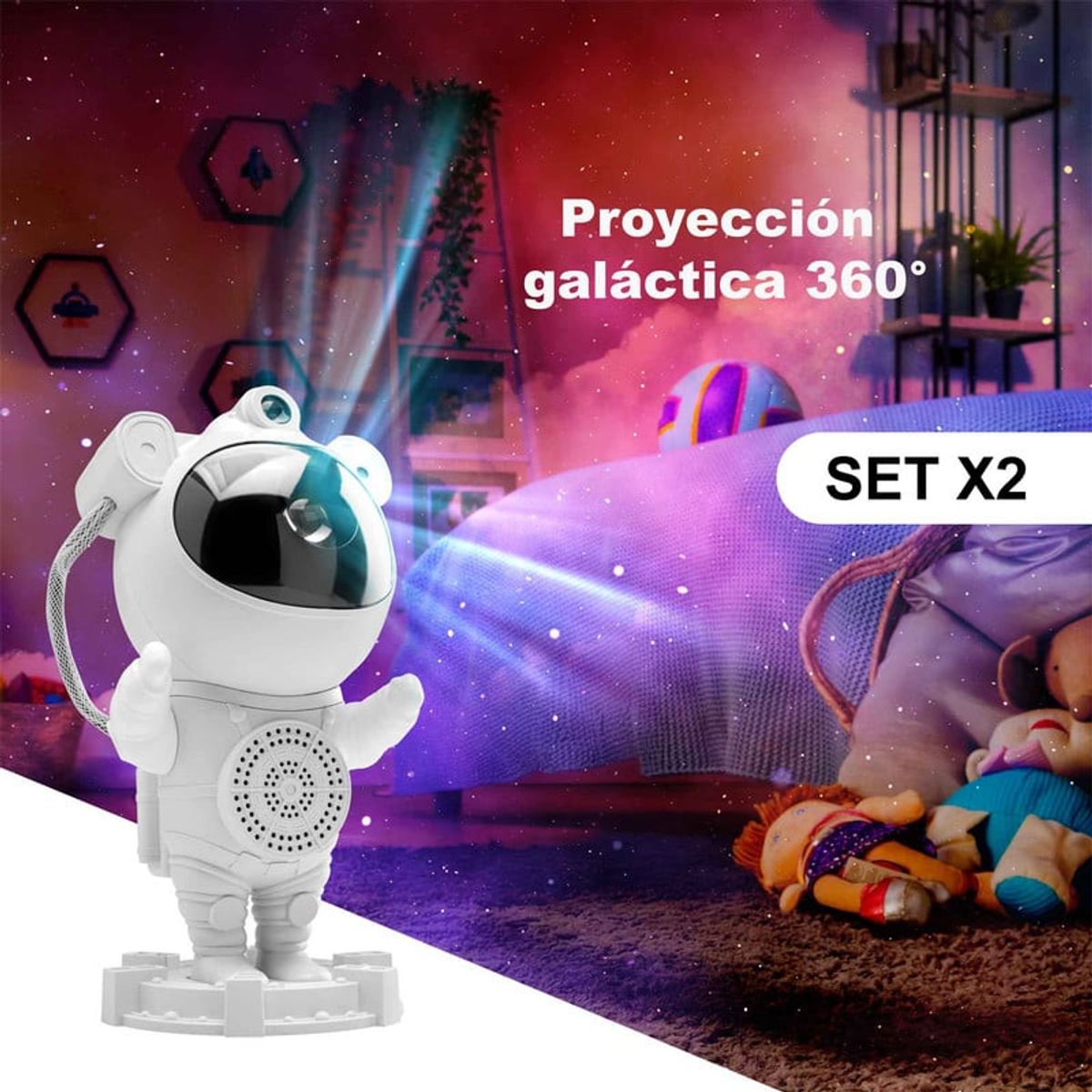 ENERGY PLUS - Lámpara Astronauta Proyector Estrellas 360 Altavoz Bluetooth