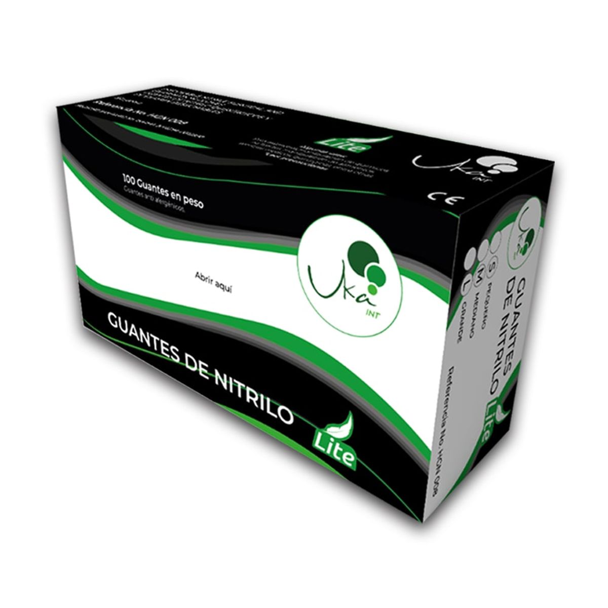 UKAINT - Guantes de nitrilo Lite Negro M x100u ukaint