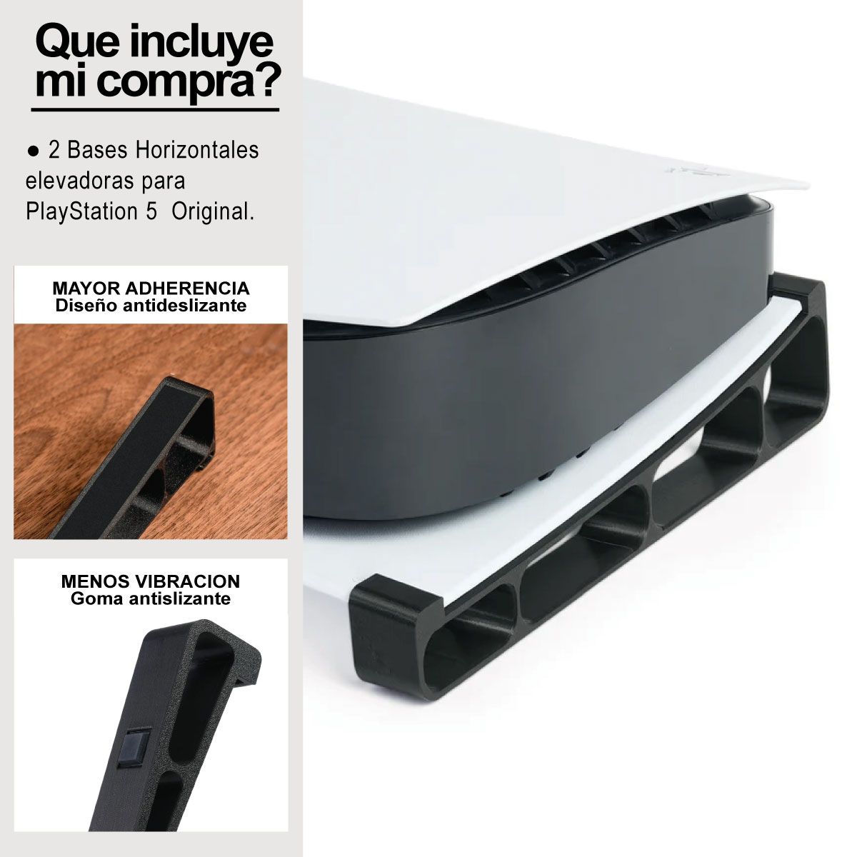 GENERICO - Soporte Para Ps5 FAT Con lector de Discos Base Horizontal Negro.