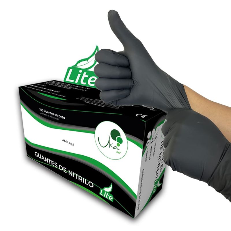 UKAINT - Guantes de nitrilo Lite Negro L x100u ukaint
