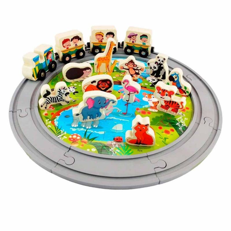 GENERICO - Juego Madera Montesori Rompecabeza Tren Animales Puzzle