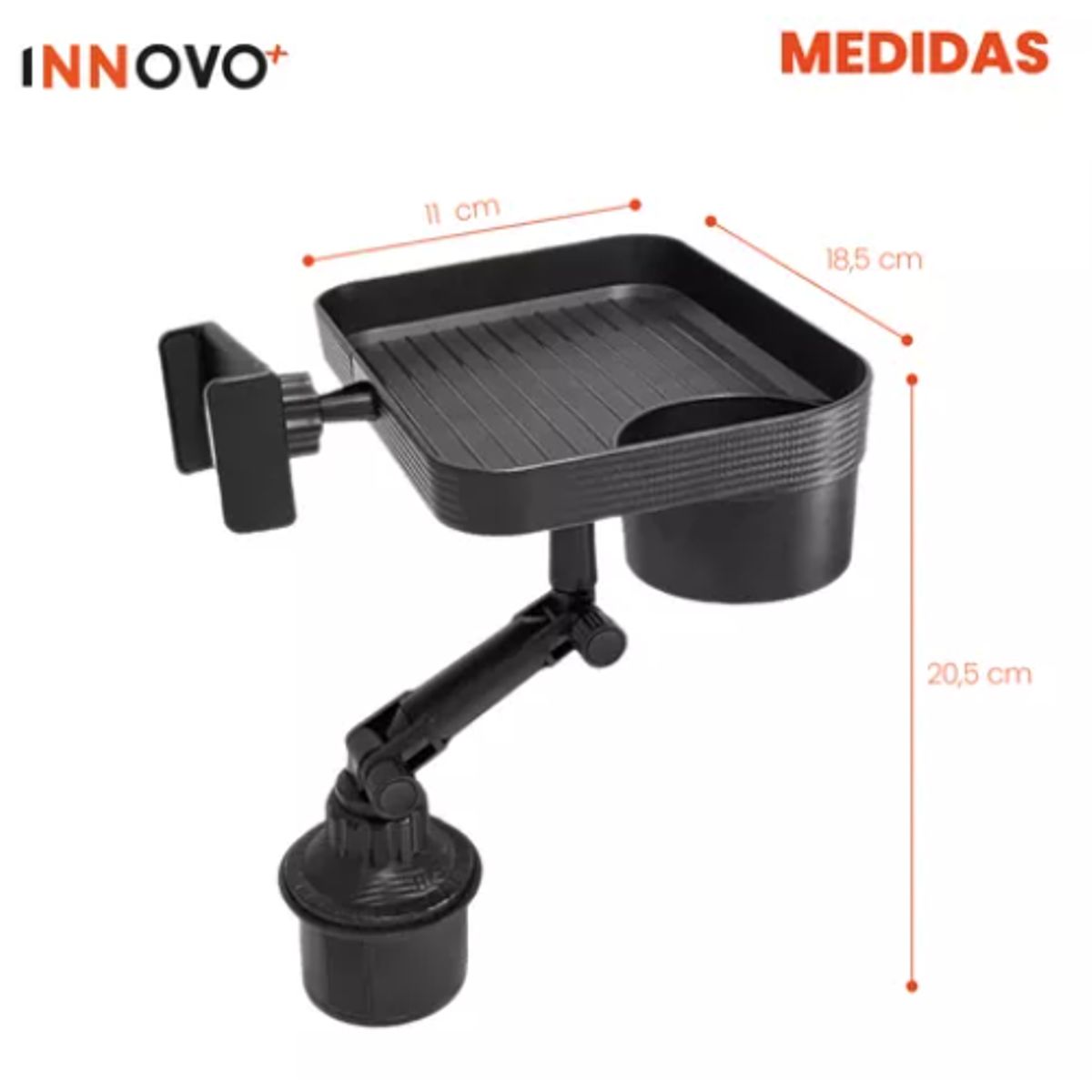 INNOVA - Holder Cup Para Carro Porta Vaso Con Bandeja Soporte Celular
