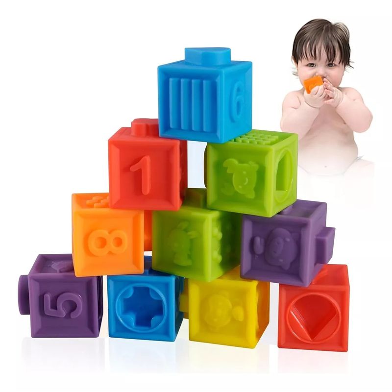 GENERICO - Bloques De Construccion De Juguete En Silicona Goma 9 Piezas
