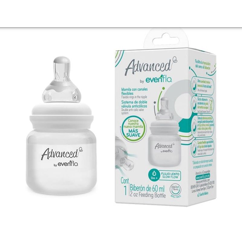 EVENFLO - Biberon Cuello Estándar 2 Onzas  Advanced - Evenflo