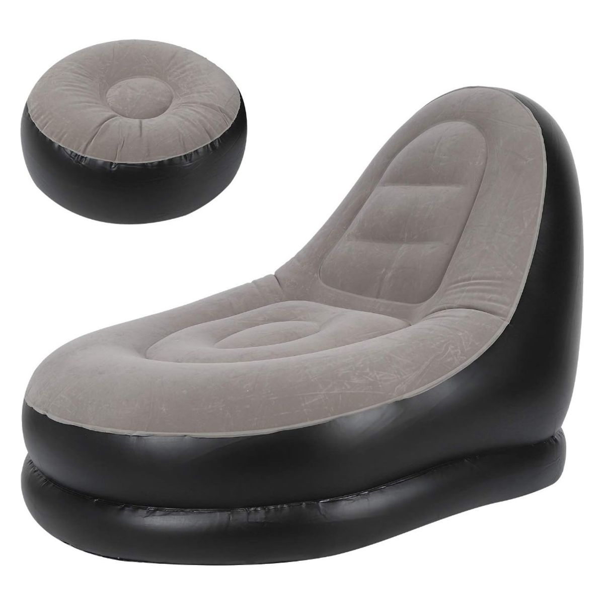 GENERICO - Sillón Sofá Inflable Con Reposa Pies Portable Con Inflador 2 Piezas