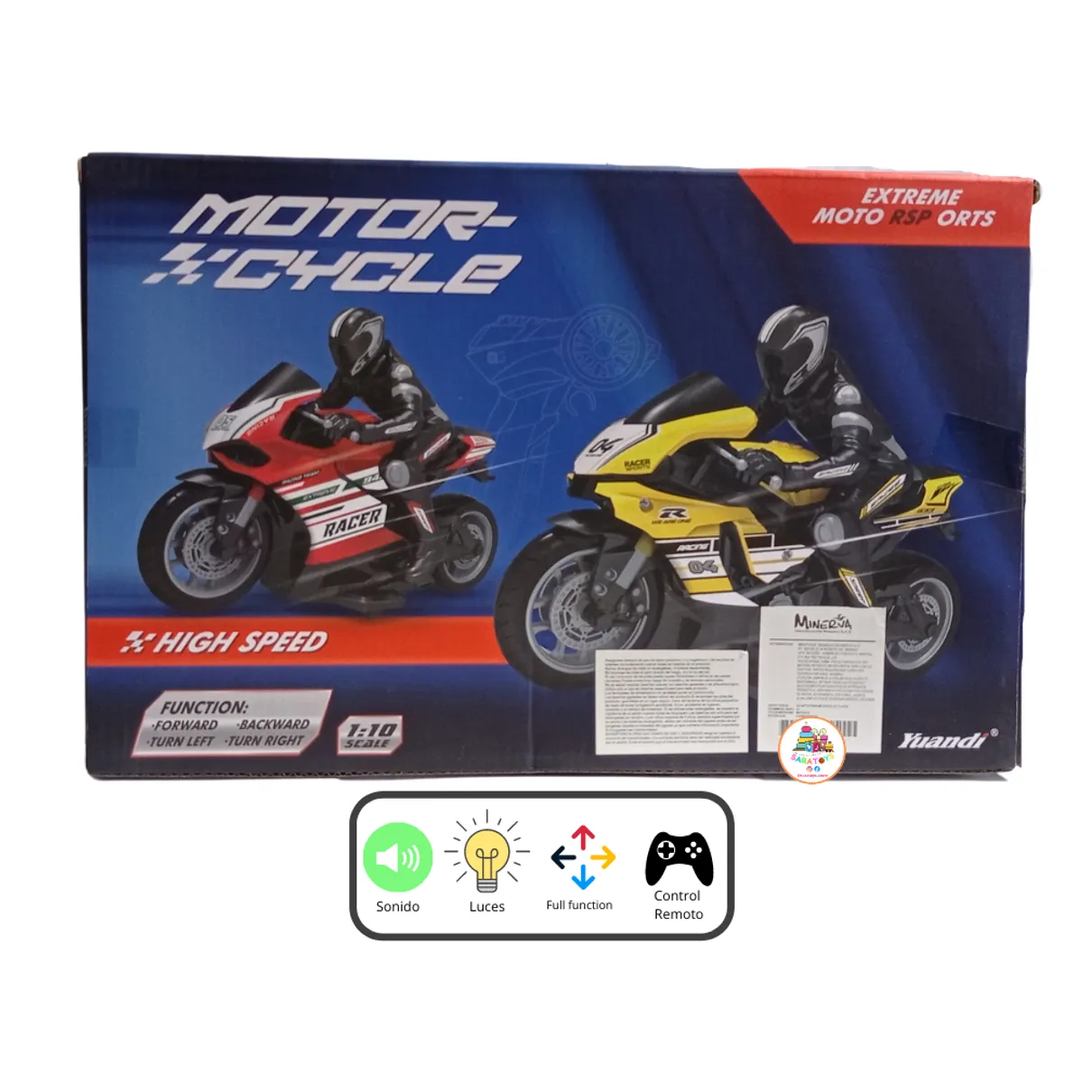 TOY LOGIC - Motocicleta Ducati Amaril Escala 1-10 Control Remoto Juguete
