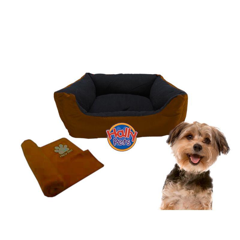 HALLY PET - Cama Mediana Imp Mascota y Cobija Térmica Mediana