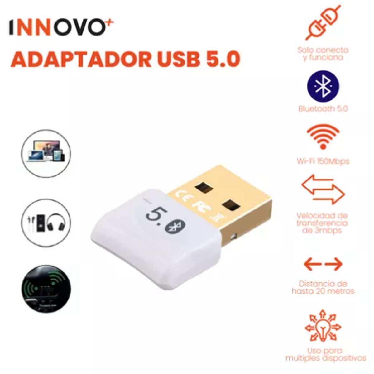 INNOVA - Antena Usb Wifi Para Pc 150 Mbps Adaptador Wifi Innovo