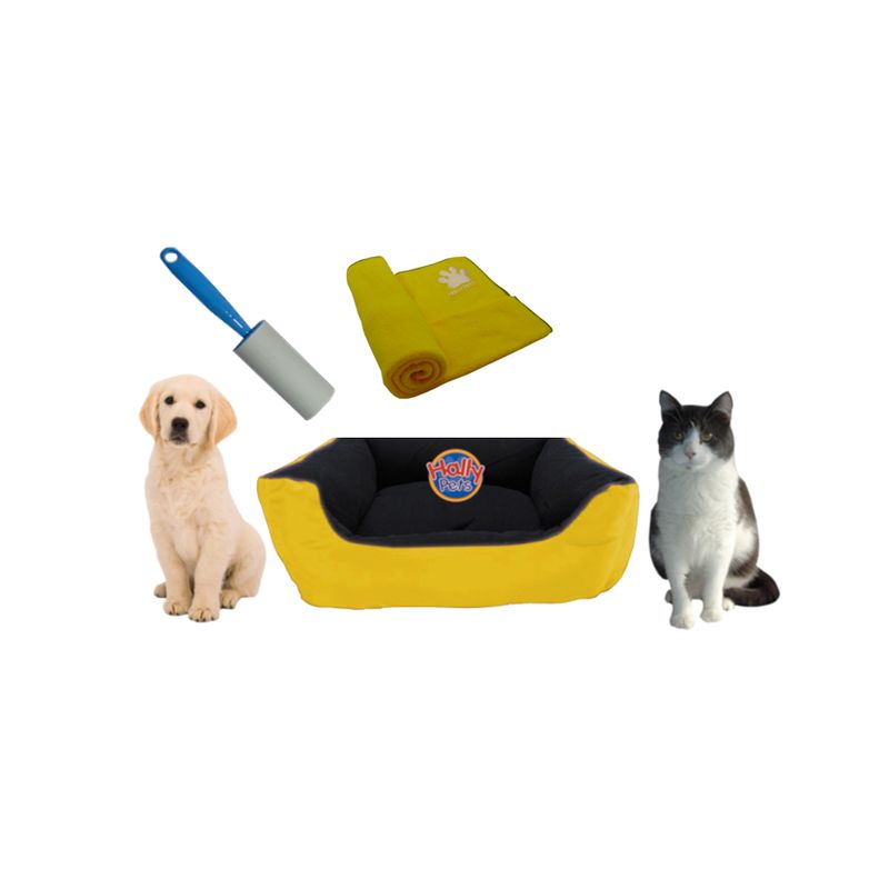 HALLY PET - Cama Mediana Impermeable y Cobija Mediana y Quitamotas