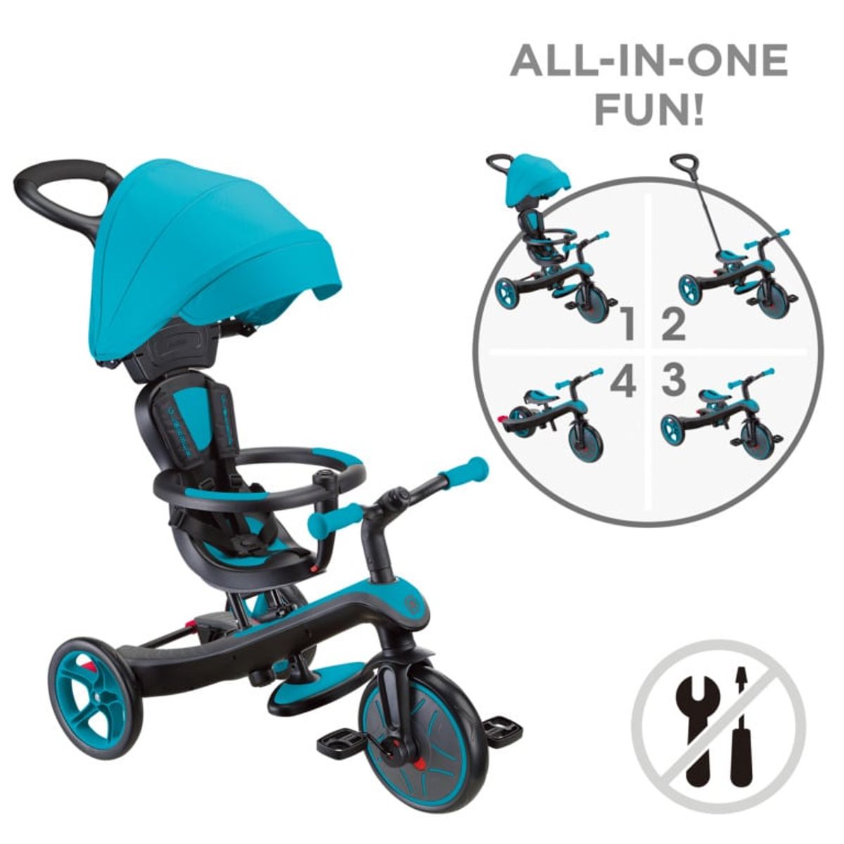 GLOBBER - Bicicleta Sin Pedales Y Triciclo 4 En 1 Globber Paseador