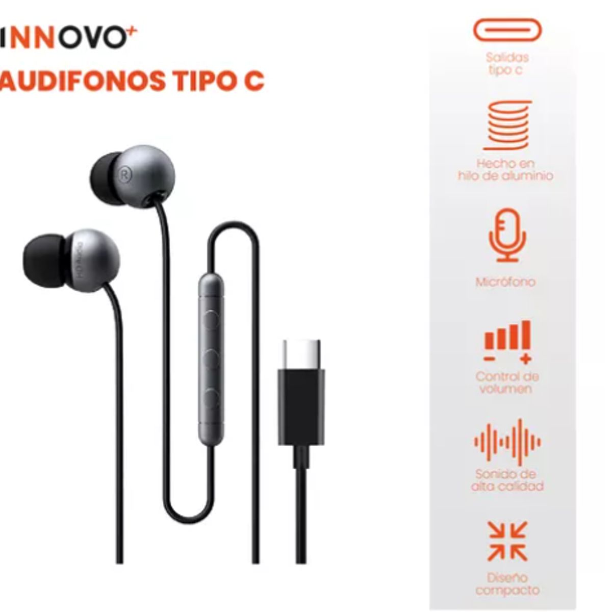 INNOVA - Audifonos Tipo C Compatible Con Samsung S24 Ultra Alta Gama
