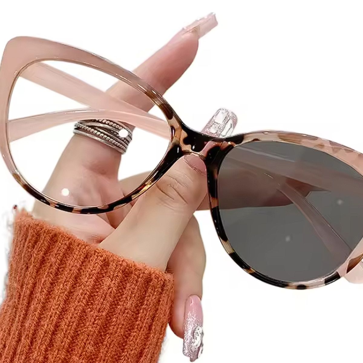 GENERICO - Gafas de moda para dama ojo de gato marco plástico animal print