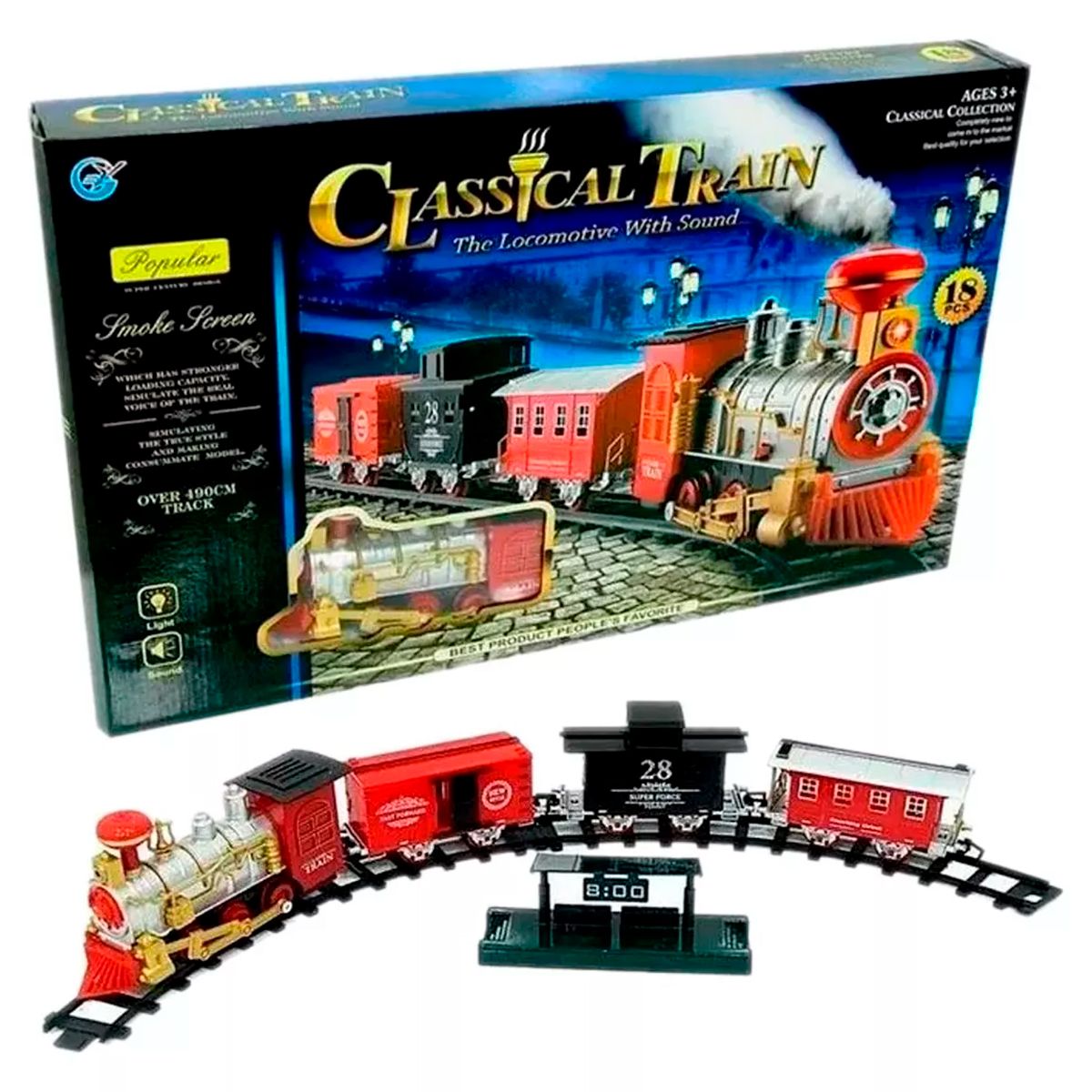 GENERICO - Pista Tren Humo Sonido Navidad Juguete 18 Piezas 4 Vagones