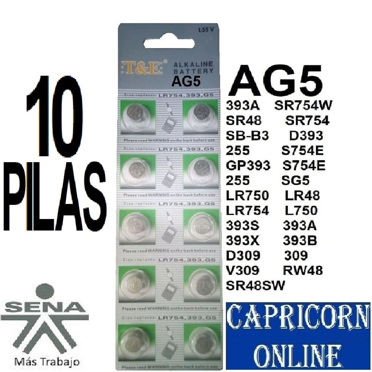 GENERICO - 10 Baterías Pilas AG5 (393A)