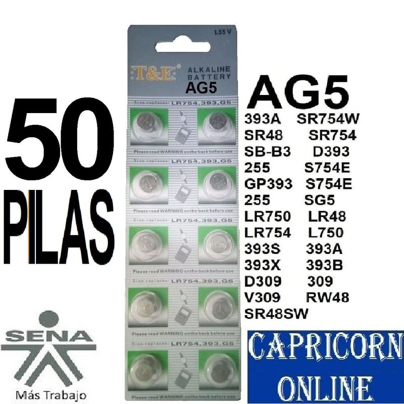 GENERICO - 50 Baterías Pilas AG5 (393A)