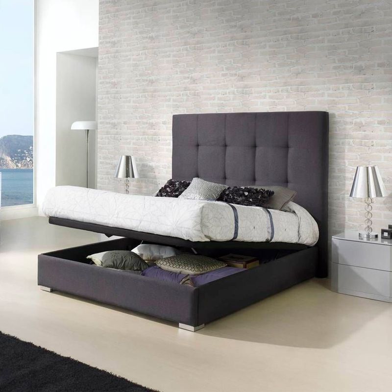 PLUMA HOME - Cama Baul + Colchón Ortopedico  140 x 190 cm + 2 Alm + Protect