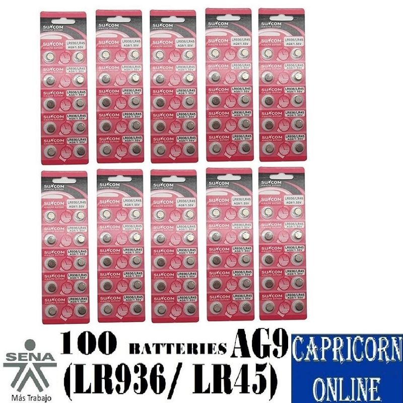 GENERICO - 100 Baterías Pilas AG9 (LR936/LR45/394)