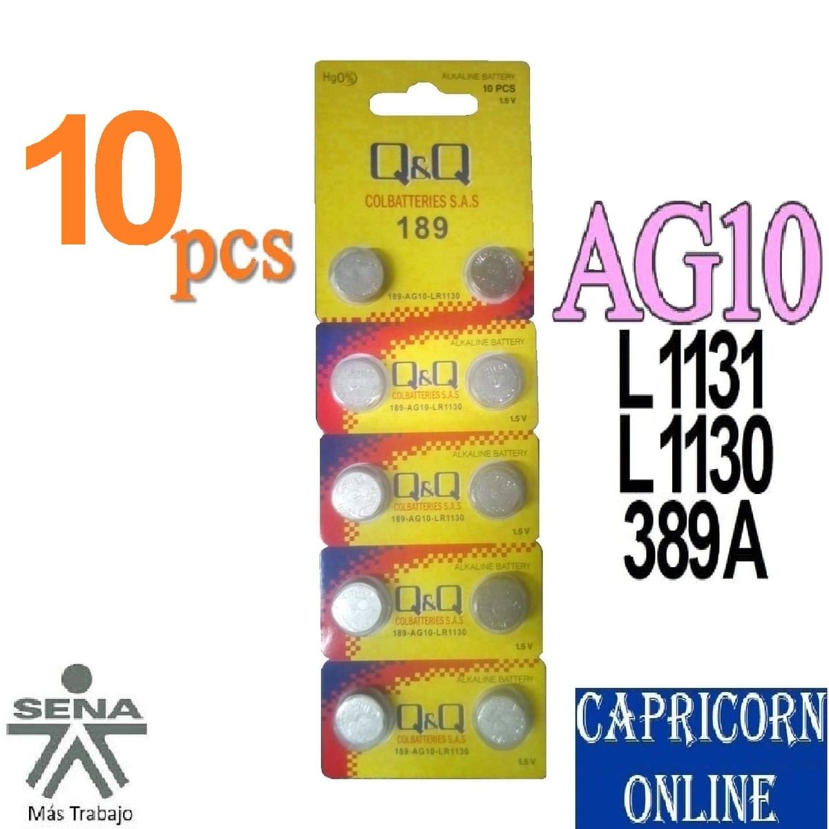 GENERICO - 10 Baterías Pilas AG10 (L1131/ L1130/ 389A)