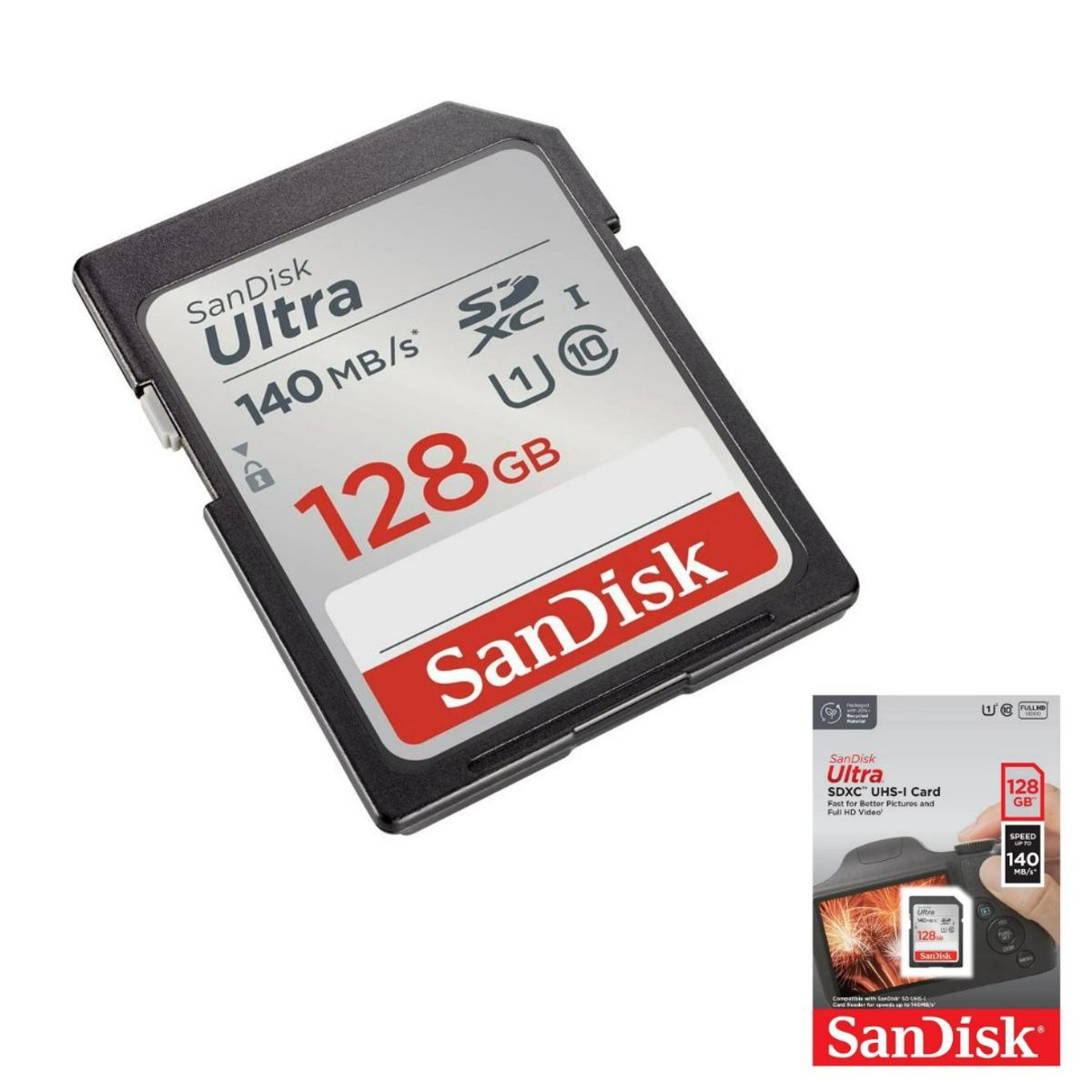 SANDISK - Memoria SanDisk Ultra SD 128Gb / 140 Mbps