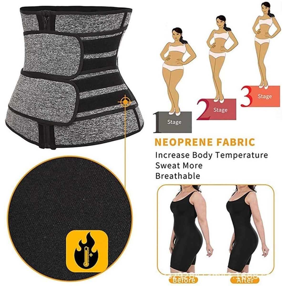 ONE PIXEL - Faja Para Cintura De Avispa Reduce Efecto Sauna Quema Grasa