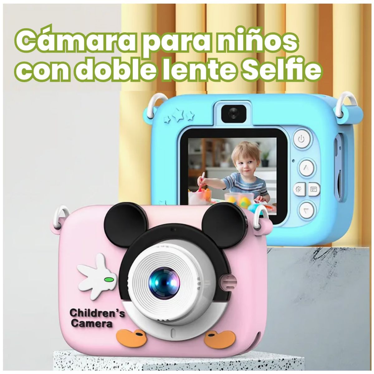 ONE PIXEL - Cámara Digital De Niños Dual Lente Selfie 20mpx 1080p Mickey